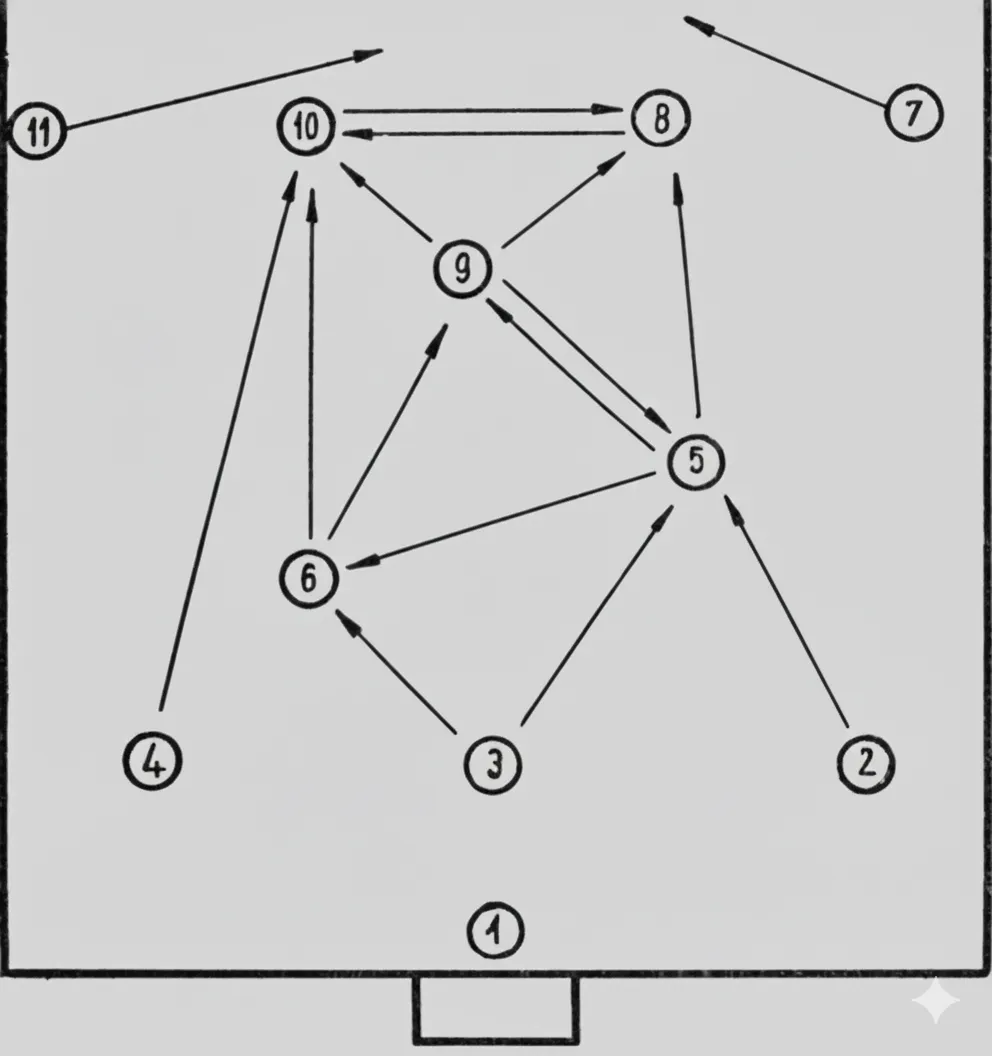 Schema tattico dell’Ungheria anni ’50 con movimenti, scambi di posizione e avanzamenti tipici del sistema di gioco dell’Aranycsapat