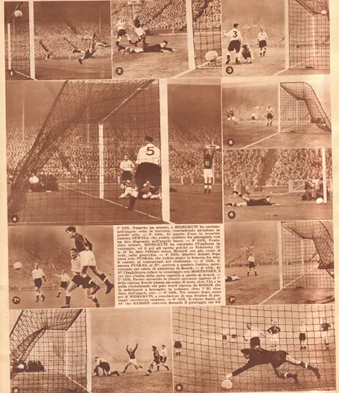 Sequenza fotografica dei gol della partita Inghilterra–Ungheria 1953