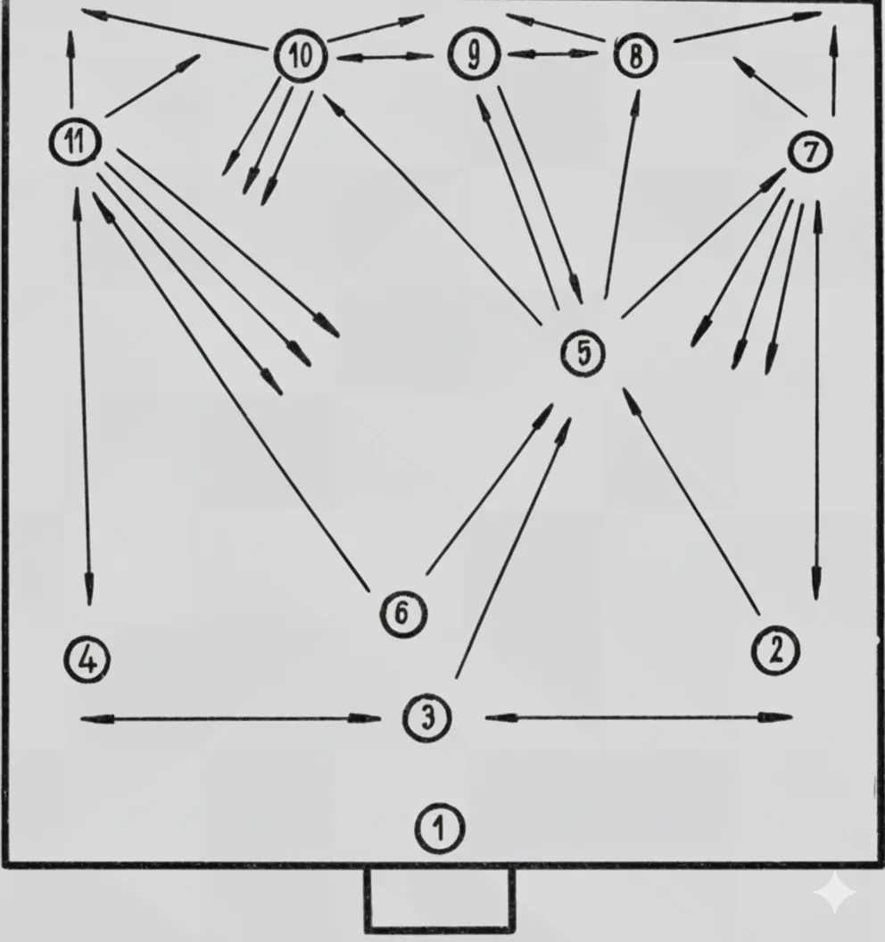 Disegno tattico della nazionale ungherese utilizzato nella partita di Wembley del 1953